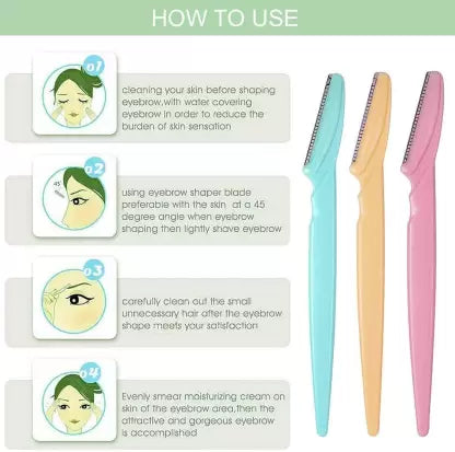 Tinkle Eyebrow Razor 3 Pack, Eyebrow Face Hair Removal & Shaper