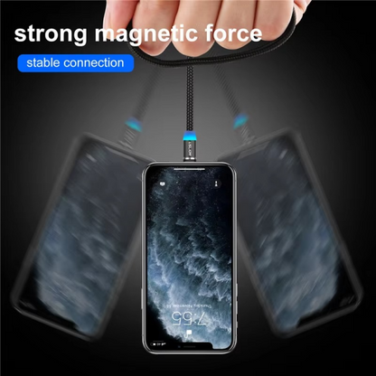 3-in-1 Magnetic Fast Charging Cable | Micro Usb, Type-c & Iphone | 360° Rotation | Led