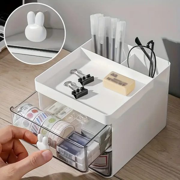Desktop Double-layer Plastic Storage Holder Rack Cosmetic Box Kitchen Bathroom Desk Shelf Organizer Office