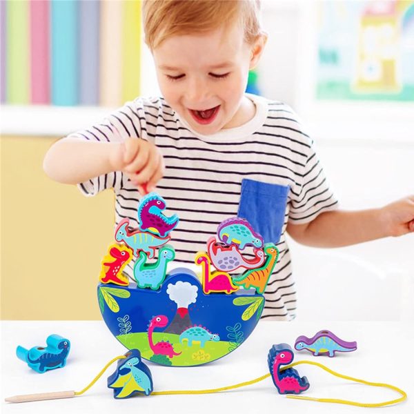 Dinosaur Toy From 3 Years Wooden Toy Stacking Game Wooden Balancing Stacking Stones Game 3d Montessori Threading