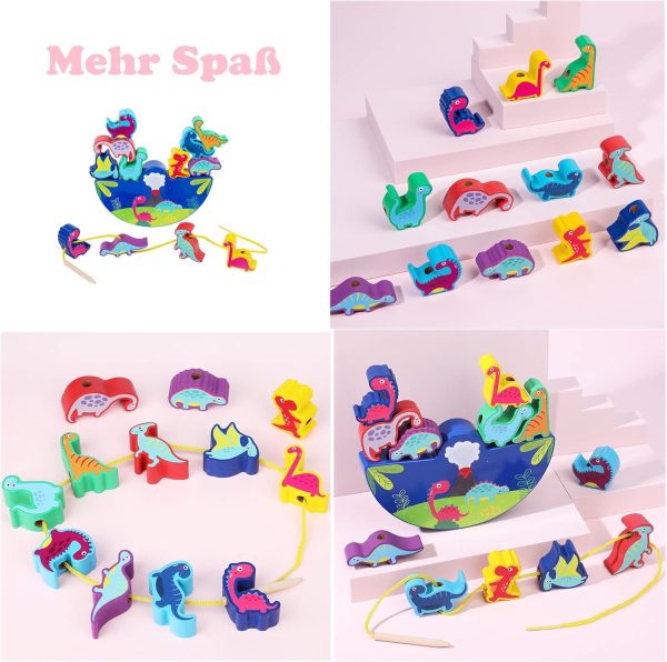 Dinosaur Toy From 3 Years Wooden Toy Stacking Game Wooden Balancing Stacking Stones Game 3d Montessori Threading