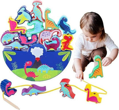 Dinosaur Toy From 3 Years Wooden Toy Stacking Game Wooden Balancing Stacking Stones Game 3d Montessori Threading