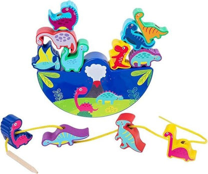 Dinosaur Toy From 3 Years Wooden Toy Stacking Game Wooden Balancing Stacking Stones Game 3d Montessori Threading