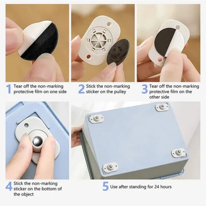 Furniture Moving Wheel [4 Pcs] | Stainless Steel Mini Swivel Wheels With 360 Degree Rotation For Bins Storage Box