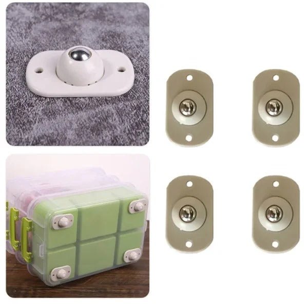 Furniture Moving Wheel [4 Pcs] | Stainless Steel Mini Swivel Wheels With 360 Degree Rotation For Bins Storage Box