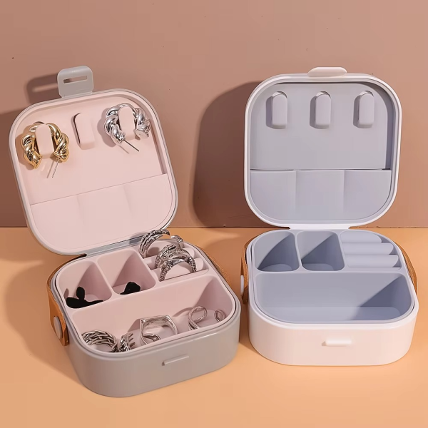Jewelry Organizer Box | Portable Jewelry Storage Box | Sleek | Portable | Multi-functional Travel Jewelry Organizer | Durable | Compact Ring | Necklace |