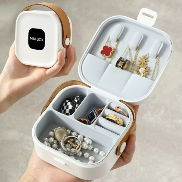 Jewelry Organizer Box | Portable Jewelry Storage Box | Sleek | Portable | Multi-functional Travel Jewelry Organizer | Durable | Compact Ring | Necklace |