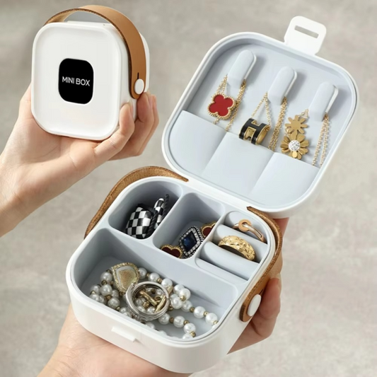 Jewelry Organizer Box | Portable Jewelry Storage Box | Sleek | Portable | Multi-functional Travel Jewelry Organizer | Durable | Compact Ring | Necklace |