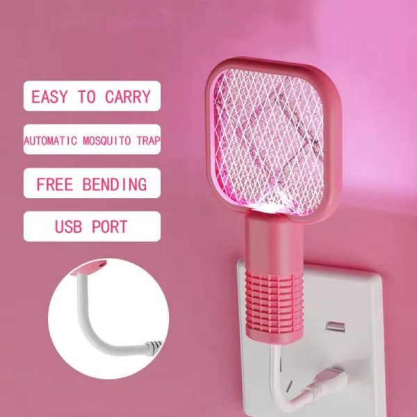 Mini Usb Rechargeable Mosquito Racket With Uv Light – Portable Electric Bug Zapper & Fly Swatter