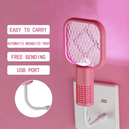 Mini Usb Rechargeable Mosquito Racket With Uv Light – Portable Electric Bug Zapper & Fly Swatter