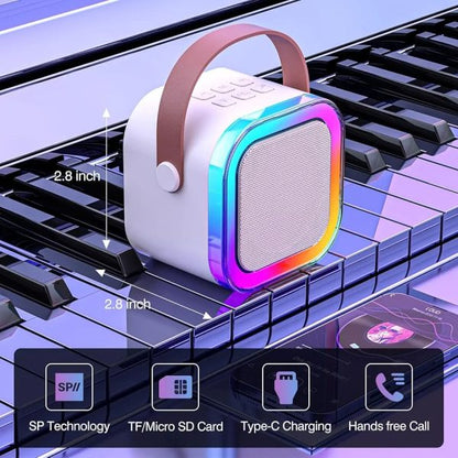Portable Bluetooth Karaoke Speaker With Rgb Lights & Controllable Battery – Mini Loud Speaker For Kids, Girls, And Boys
