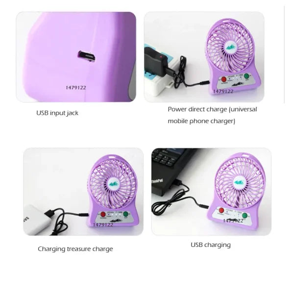 Portable Mini Usb Fan Rechargeable Battery | 3-level Speed Adjustable Electric Cooling Desktop Fan