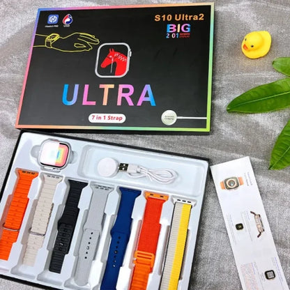 S10 Ultra 2 Smart Watch For Kids & Adults | 7 Stylish Straps | Titanium Body | Magnetic Charger | Water Resistant