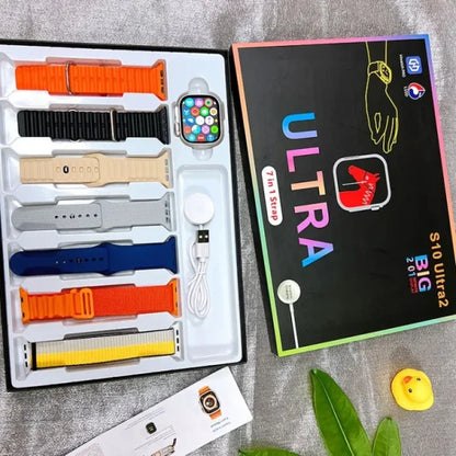 S10 Ultra 2 Smart Watch For Kids & Adults | 7 Stylish Straps | Titanium Body | Magnetic Charger | Water Resistant